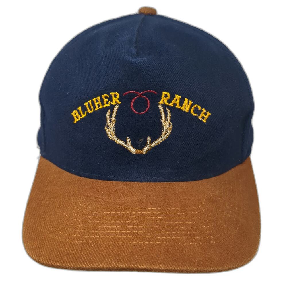 Otto 5 Panel Blue Hat One Size Cotton Twill Ranch Antlers Slideback Buckle Logo